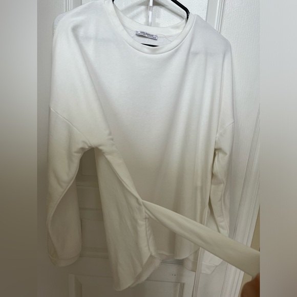 Zara lightweight sweatshirt with attached belt- wrap around-white-size M US - Picture 10 of 14